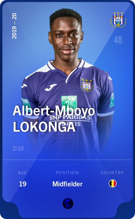 Sorare - Sorare Official - Albert-Mboyo Lokonga 2019-20 • Super Rare 2/10 - NFT # 22080246684645035764963744534543248199629188694438493239954927820660119657530