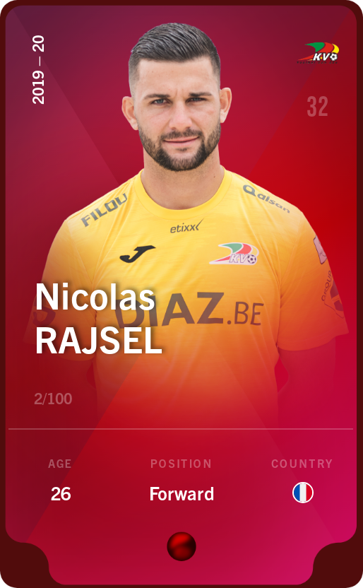 Sorare - Sorare Official - Nicolas Rajsel 2019-20 • Rare 2/100 - NFT # 6215193252120502015589044309665408745901459016097610232106032267564120217722