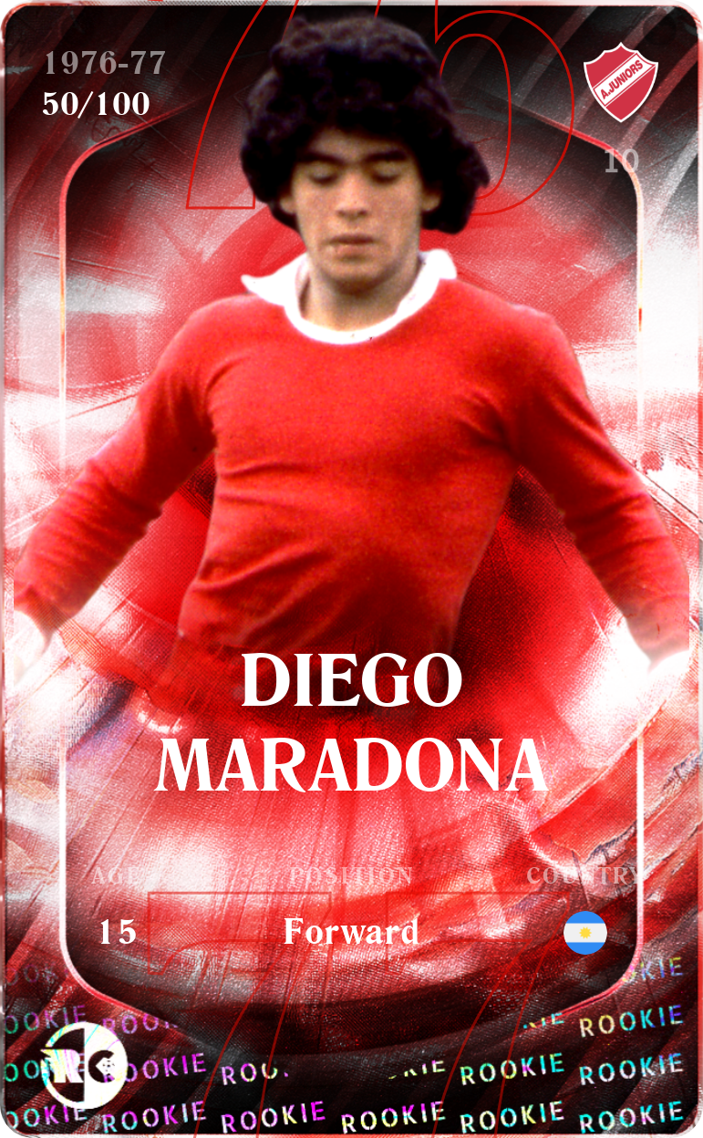 Sorare - Sorare Official - Diego Maradona 1976-77 • Rare 50/100 - NFT # 28352062529293542177113805086028015806269316440838394345819235045851205924044