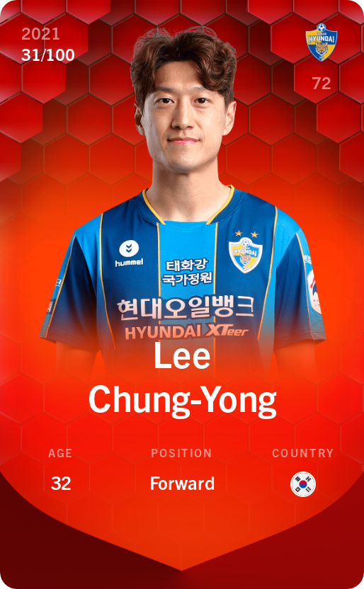 Sorare - Sorare Official - Lee Chung-Yong 2021-22 • Rare 31/100 - NFT # 66171653322435229791272219337319473452321600941121135487293163901259789147428