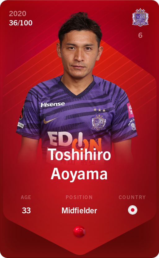 Sorare - Sorare Official - Toshihiro Aoyama 2020-21 • Rare 36/100 - NFT # 29315746700408455188025937840588566980225745579515458241234855887759421349572