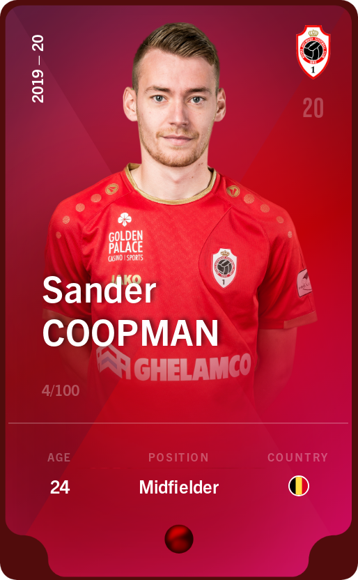 Sorare - Sorare Official - Sander Coopman 2019-20 • Rare 4/100 - NFT # 72778279162936122084549616440141646239707885897270351647920660046880195145186