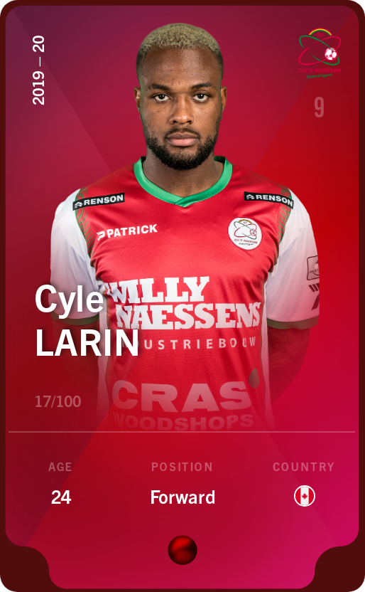 Sorare - Sorare Official - Cyle Larin 2019-20 • Rare 17/100 - NFT # 10298549572479415400638524777496009912226866325428078647263038118162313457670