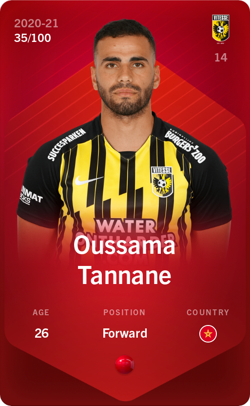 Sorare - Sorare Official - Oussama Tannane 2020-21 • Rare 35/100 - NFT # 55576635346170371764949928781580519042211629751898827763541113795585212542640