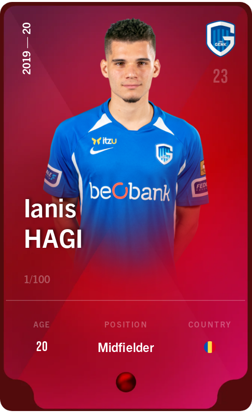 Sorare - Sorare Official - Ianis Hagi 2019-20 • Rare 1/100 - NFT # 4585082619682135639942022146899611396316410416257694400381715581119857135825