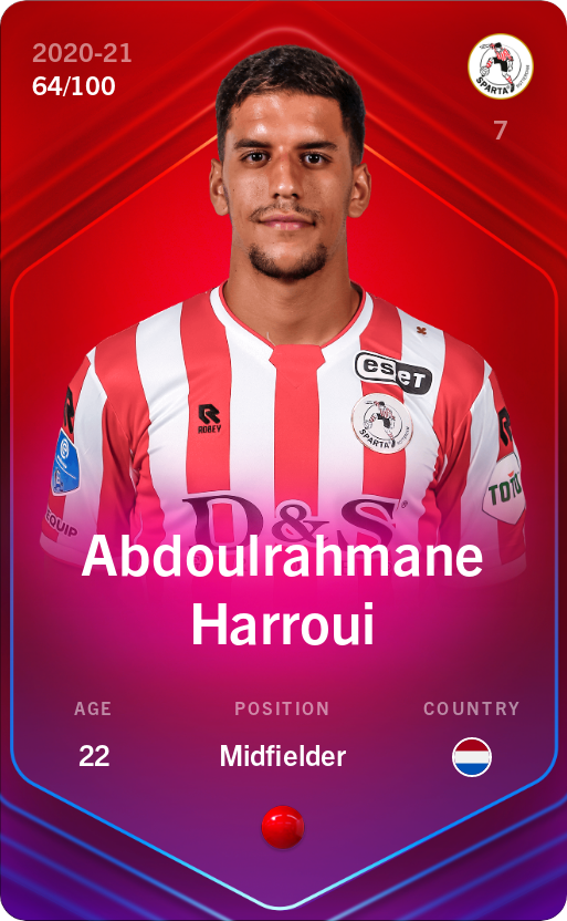Sorare - Sorare Official - Abdoulrahmane Harroui 2020-21 • Rare 64/100 - NFT # 2845008984417373532139160221826821776517201308108997174257515870369010528906