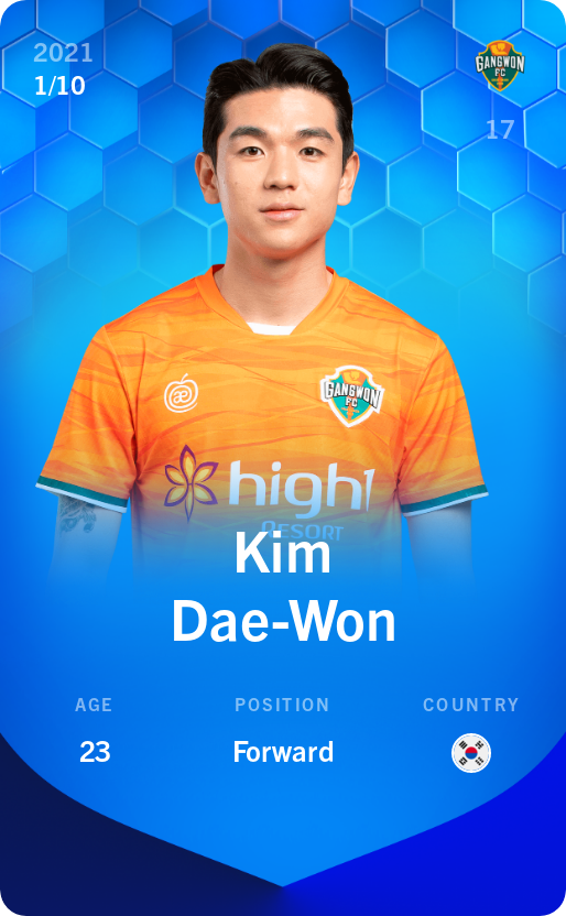 Sorare - Sorare Official - Kim Dae-Won 2021-22 • Super Rare 1/10 - NFT # 71667461133438296853405177277909119760468847584861709989270118474099368604323