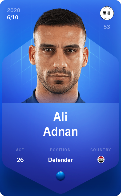 Sorare - Sorare Official - Ali Adnan 2020-21 • Super Rare 6/10 - NFT # 76625250124299675367212422590650440622735503991498847917468423296970600456303