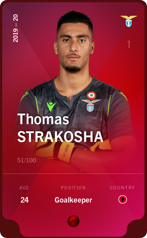 Sorare - Sorare Official - Thomas Strakosha 2019-20 • Rare 51/100 - NFT # 89545209104449707525690975779928291718131186451056980958225510161198483866093