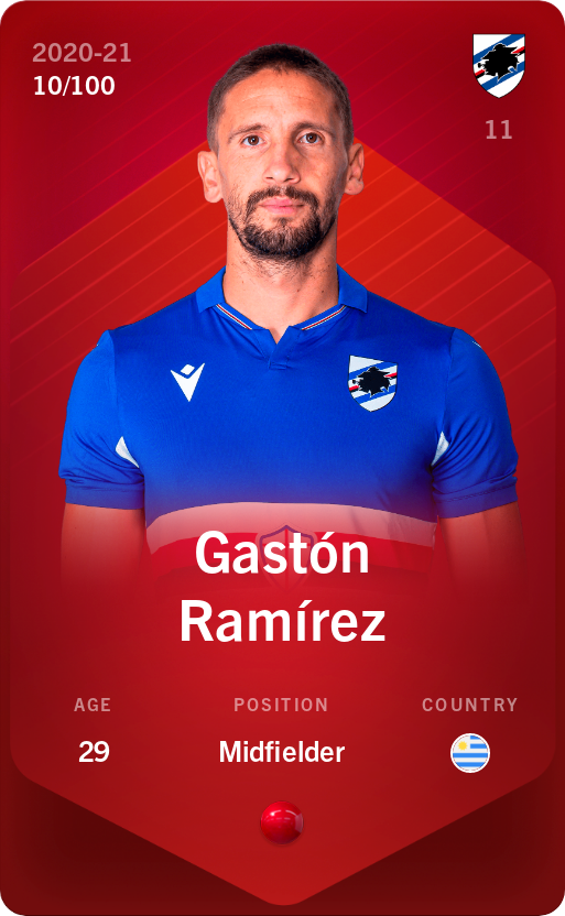 Sorare - Sorare Official - Gastón Ramírez 2020-21 • Rare 10/100 - NFT # 76445775056737395657874932950090712584413652640181035165601110778310196546373