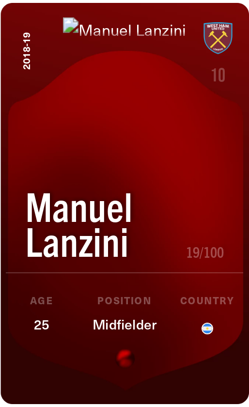 Sorare - Sorare Official - Manuel Lanzini 2018-19 • Rare 19/100 - NFT # 58265035110166087698258698486895199155046549004514059045862800665306524246094