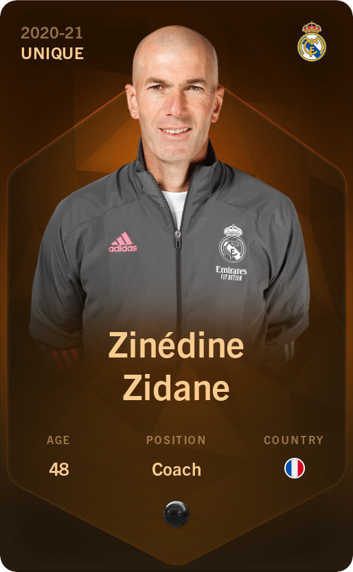 Sorare - Sorare Official - Zinédine Zidane 2020-21 • Unique - NFT # 115403987163665327964598326702555678540473233022456050594646231382423614092130