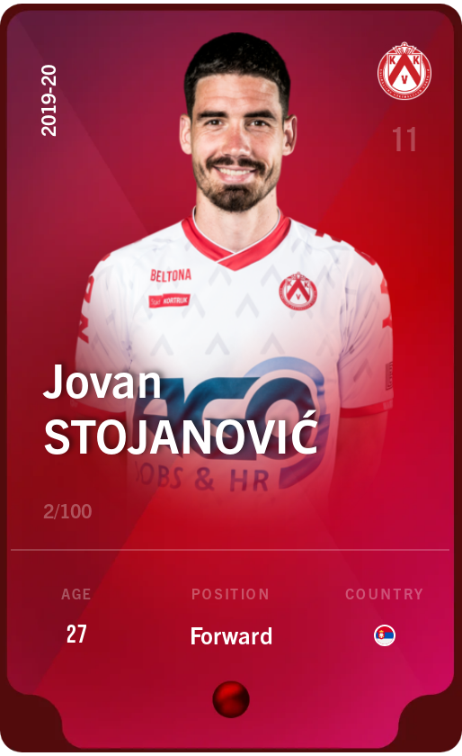 Sorare - Sorare Official - Jovan Stojanović 2019-20 • Rare 2/100 - NFT # 83613155791166996242487425065590493025019953969789466698283313748582663603640