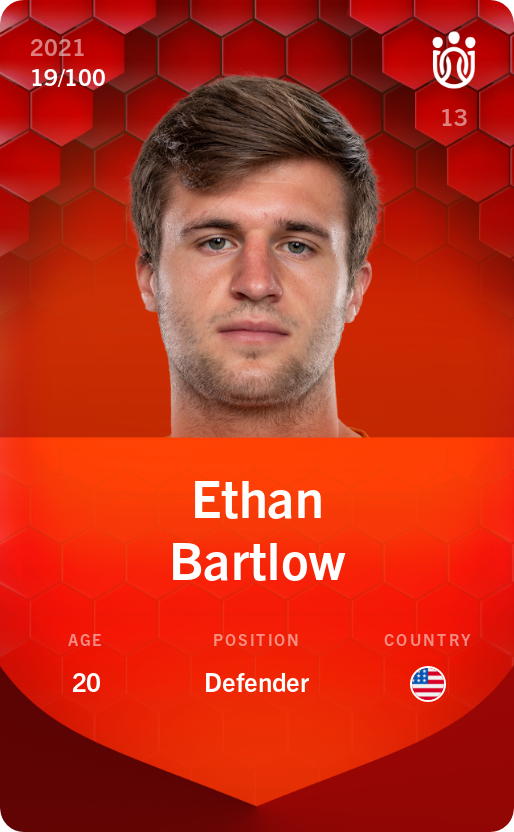 Sorare - Sorare Official - Ethan Bartlow 2021-22 • Rare 19/100 - NFT # 2097235785539174651424208132469299166496909643478595617524082018954149337379