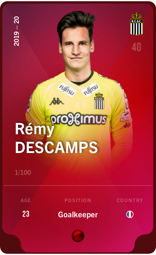 Sorare - Sorare Official - Rémy Descamps 2019-20 • Rare 1/100 - NFT # 65715121727215671355138555592376535452633258706463741993165273803417258099974