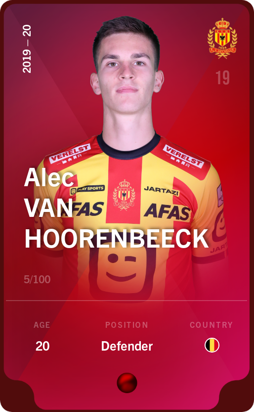 Sorare - Sorare Official - Alec Van Hoorenbeeck 2019-20 • Rare 5/100 - NFT # 106435595546575384034065036426278532856787303776216170811058048680337703293661