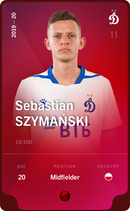 Sorare - Sorare Official - Sebastian Szymański 2019-20 • Rare 14/100 - NFT # 39754803918976894367123740646518119394712851002455066036566947495089002739584