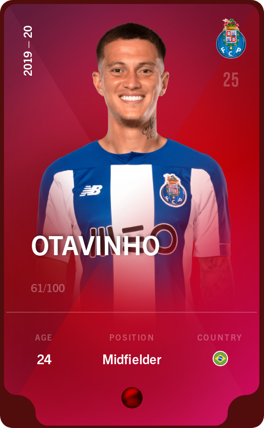 Sorare - Sorare Official - Otavinho 2019-20 • Rare 61/100 - NFT # 100281587311365764303220109852321111121258627684397735633051874603250082344684