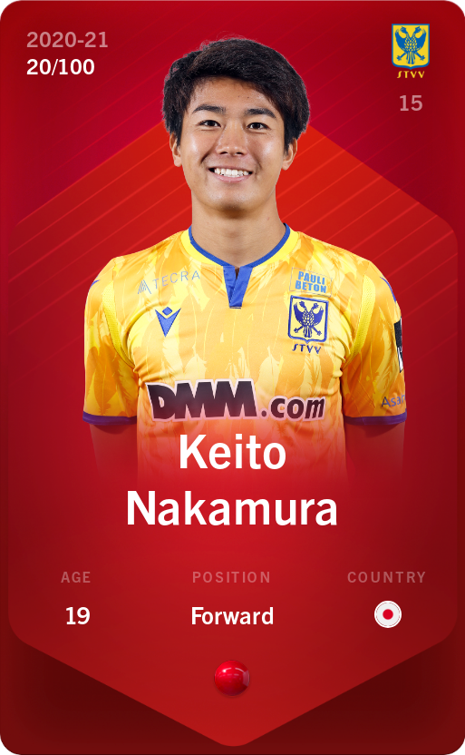 Sorare - Sorare Official - Keito Nakamura 2020-21 • Rare 20/100 - NFT # 50070145759610948085478087338296192377121065214132945095087416211539674965983
