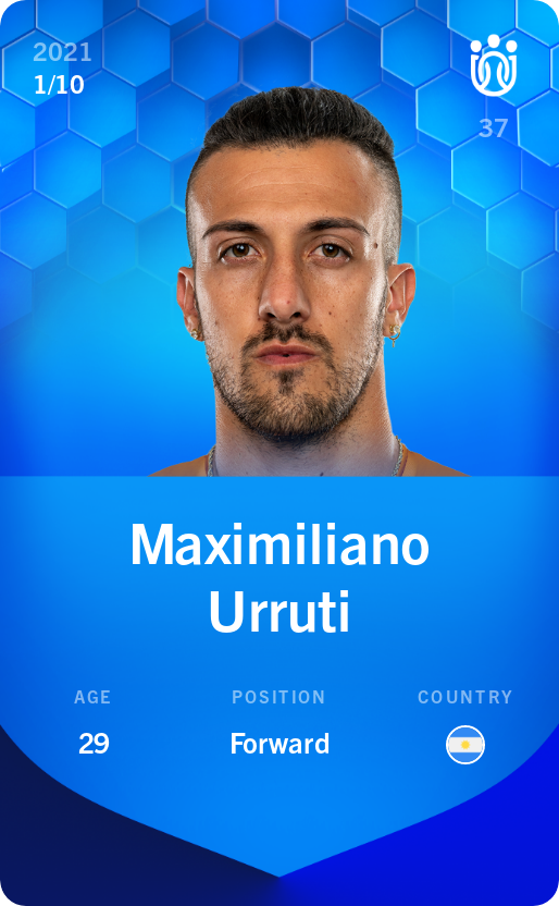 Sorare - Sorare Official - Maximiliano Urruti 2021-22 • Super Rare 1/10 - NFT # 83616662499081224067158391459038097175830209143784047526852292070658998824990