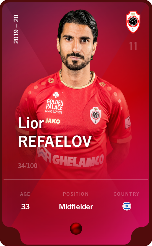 Sorare - Sorare Official - Lior Refaelov 2019-20 • Rare 34/100 - NFT # 37041454381311849313372114601996796974041867926709260316332014267659143445348