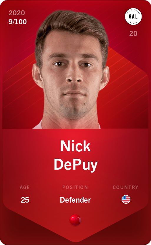 Sorare - Sorare Official - Nick DePuy 2020-21 • Rare 9/100 - NFT # 48310670279809937069603466738684213698141010725907729178275471839284782871147