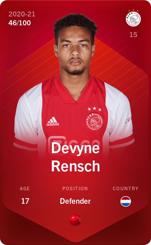 Sorare - Sorare Official - Devyne Rensch 2020-21 • Rare 46/100 - NFT # 103845007656688703685223488437558915727004937660877048360946852076382284218910