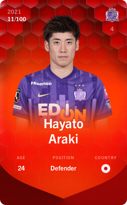 Sorare - Sorare Official - Hayato Araki 2021-22 • Rare 11/100 - NFT # 51734423727943607746489061322056507170082476334297855865510553062257449270531
