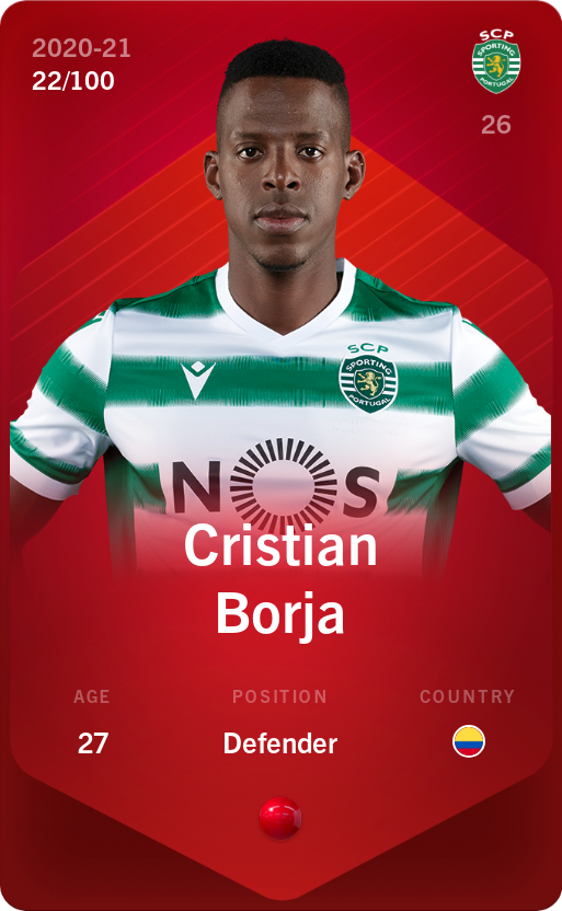 Sorare - Sorare Official - Cristian Borja 2020-21 • Rare 22/100 - NFT # 94077168174105604552006345540783038798043639318310124262278873227076035011155