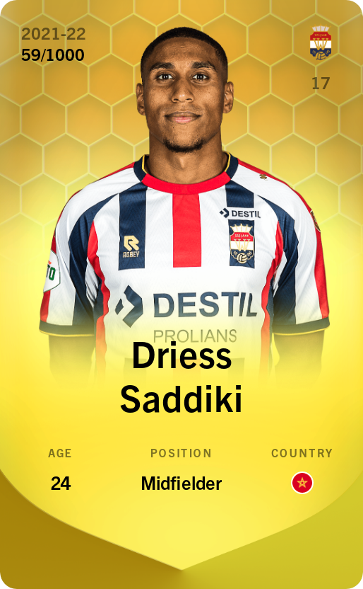 Sorare - Sorare Official - Driess Saddiki 2021-22 • Limited 59/1000 - NFT # 72704008656645154249485164568886979853181765315275010678855711932162864050188