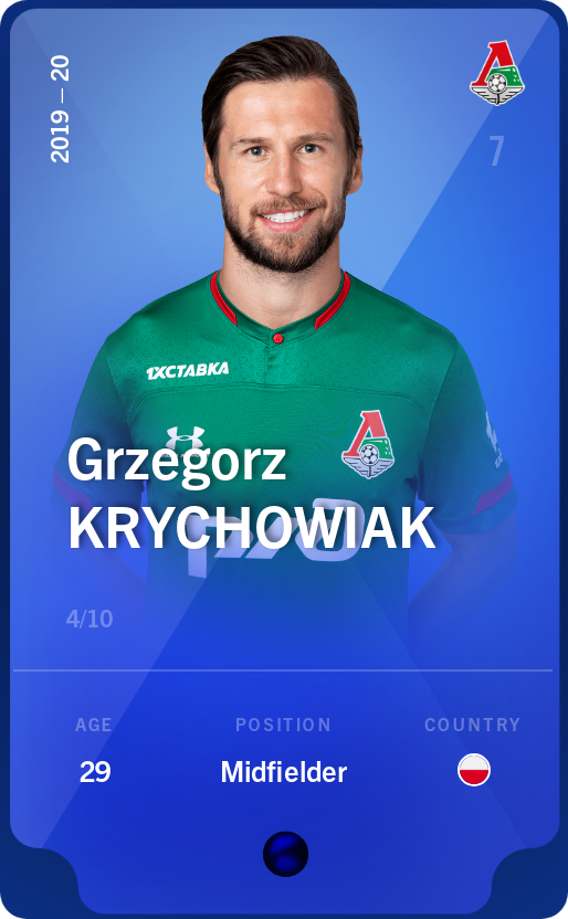 Sorare - Sorare Official - Grzegorz Krychowiak 2019-20 • Super Rare 4/10 - NFT # 81825704222781132466927005417719530951938828640036876384384353038996145180838