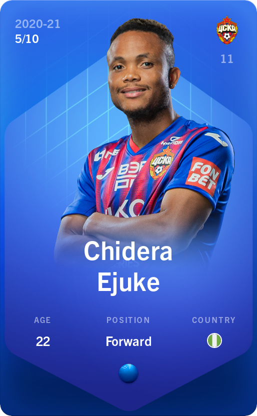 Sorare - Sorare Official - Chidera Ejuke 2020-21 • Super Rare 5/10 - NFT # 51241770104532598131682421083638775902007249044915463050607958364980381097220