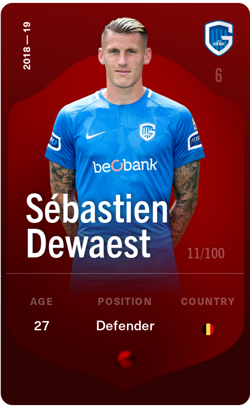 Sorare - Sorare Official - Sébastien Dewaest 2018-19 • Rare 11/100 - NFT # 5741533954313622966569227982193026122269423777610371860726962708189776341126