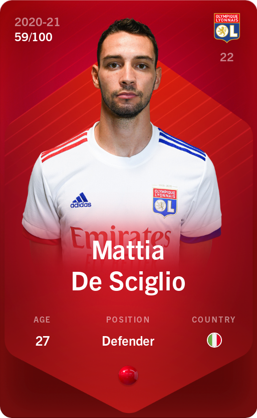 Sorare - Sorare Official - Mattia De Sciglio 2020-21 • Rare 59/100 - NFT # 27721331906337458015233563378528881154116327348992622531966899396675554852570