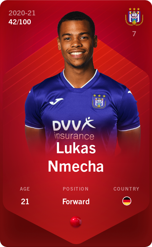 Sorare - Sorare Official - Lukas Nmecha 2020-21 • Rare 42/100 - NFT # 109537189100935417314872966976179374091414993416306899939771678653599998495389