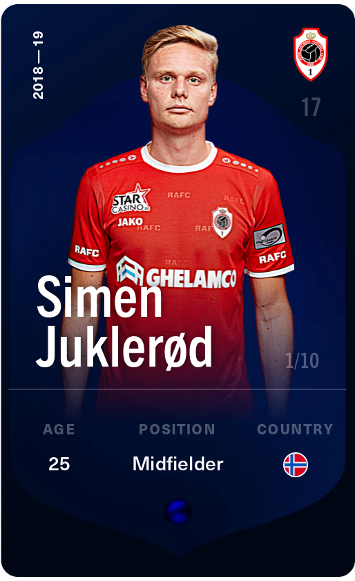 Sorare - Sorare Official - Simen Juklerød 2018-19 • Super Rare 1/10 - NFT # 109605221301174989104251026155545032302828542665057849723611382819103708599973
