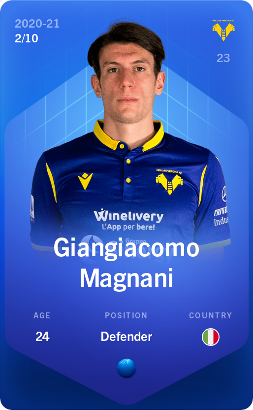 Sorare - Sorare Official - Giangiacomo Magnani 2020-21 • Super Rare 2/10 - NFT # 30781527229391645228636415786323203890776041039945462303555261138750687282056