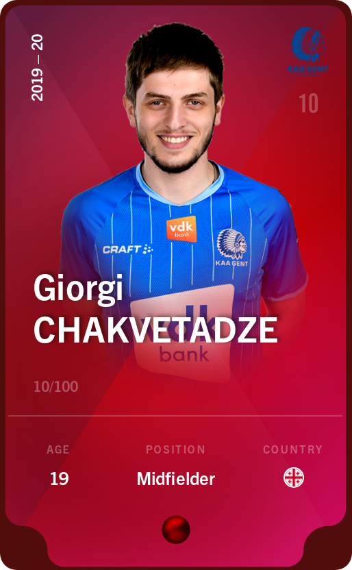 Sorare - Sorare Official - Giorgi Chakvetadze 2019-20 • Rare 10/100 - NFT # 9102798432795929442134651767059008876328722928912959585924622369470710117558
