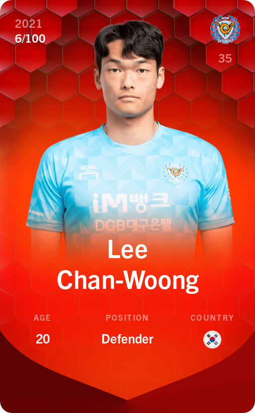 Sorare - Sorare Official - Lee Chan-Woong 2021-22 • Rare 6/100 - NFT # 10008618353960557908524797675923057192621866734875936786623159993066245135477