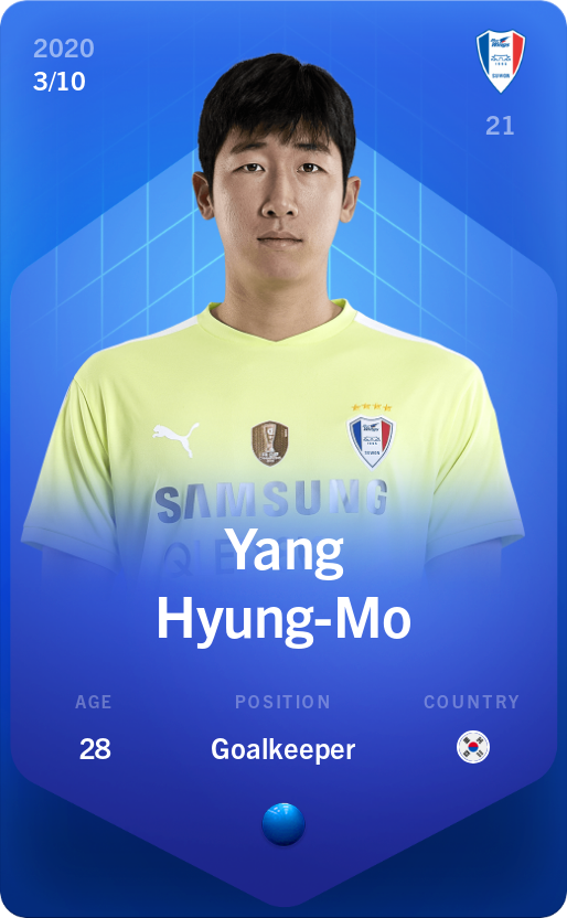 Sorare - Sorare Official - Yang Hyung-Mo 2020-21 • Super Rare 3/10 - NFT # 247314362770514702709553358196289303569486425013389949606735998271817506316