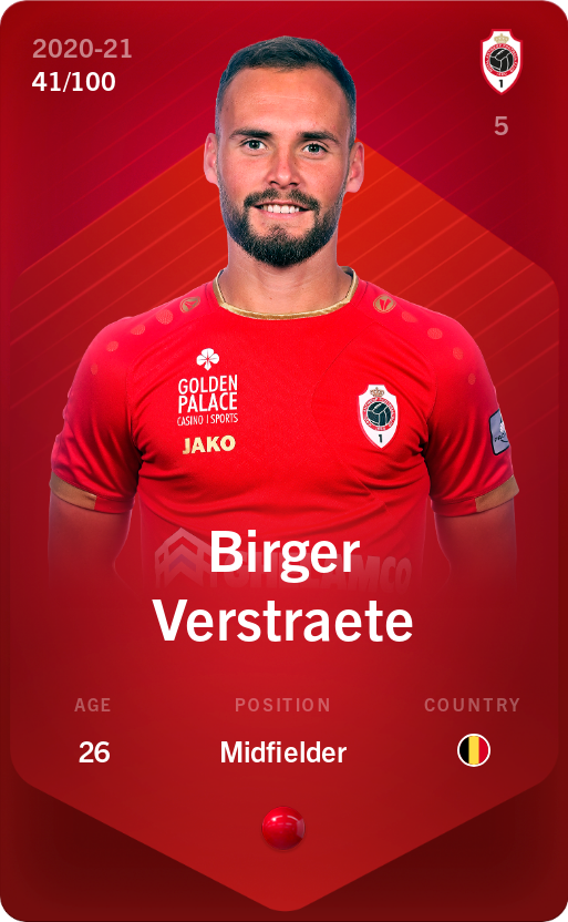 Sorare - Sorare Official - Birger Verstraete 2020-21 • Rare 41/100 - NFT # 402673384281690955738412150666871566180643188798339293379259687372477117786