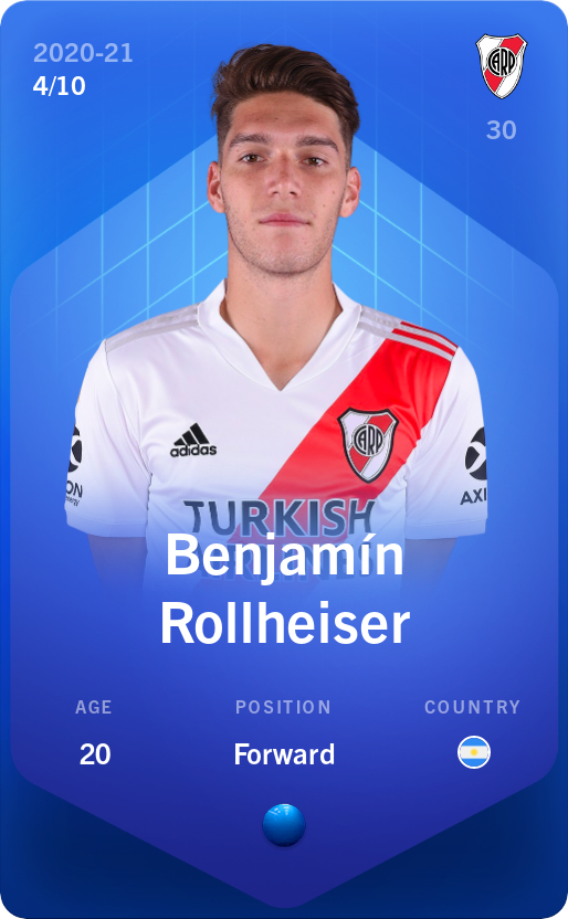 Sorare - Sorare Official - Benjamín Rollheiser 2020-21 • Super Rare 4/10 - NFT # 4770907437550147079524573562022852016383497527206013239528449725659367283163