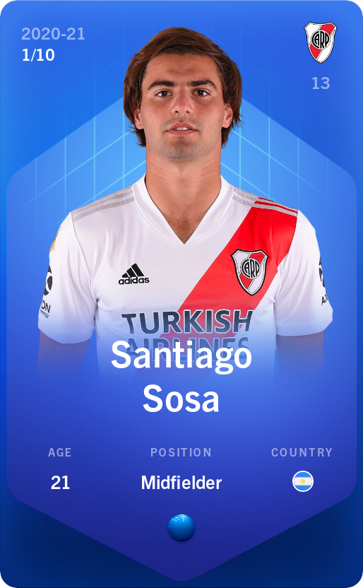 Sorare - Sorare Official - Santiago Sosa 2020-21 • Super Rare 1/10 - NFT # 58971332364531504758572856773438218105258238766463300258318152520072807517900