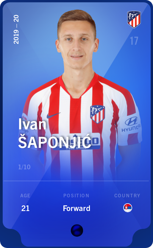 Sorare - Sorare Official - Ivan Šaponjić 2019-20 • Super Rare 1/10 - NFT # 5541158853027777828861895720074517890246283093690483256867622242266698351678