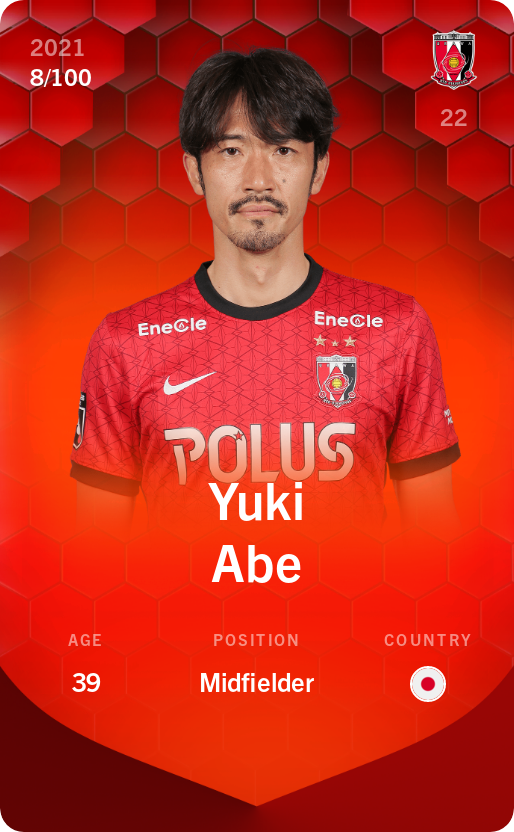 Sorare - Sorare Official - Yuki Abe 2021-22 • Rare 8/100 - NFT # 48897167805125714486743123301291152029436705566980937183578663691544277043598
