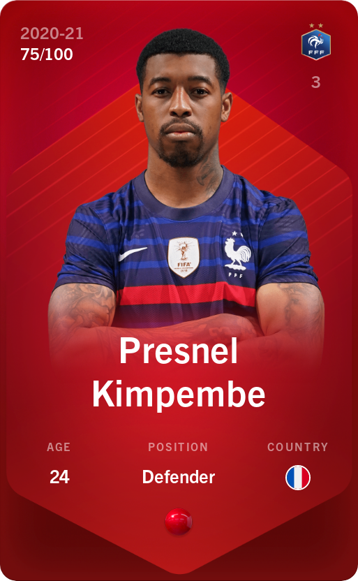 Sorare - Sorare Official - Presnel Kimpembe 2020-21 • Rare 75/100 - NFT # 92546776296323009523617525397877940487232168497912879353875220371301003646091