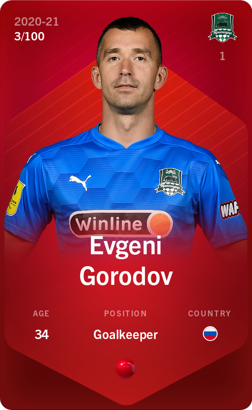 Sorare - Sorare Official - Evgeni Gorodov 2020-21 • Rare 3/100 - NFT # 110923033981942082391420237742657856183849760271811348908085052801164648077900