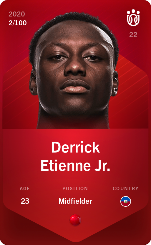 Sorare - Sorare Official - Derrick Etienne Jr. 2020-21 • Rare 2/100 - NFT # 65962057406430444565841829047276987466527093243524944182646445216303390132284