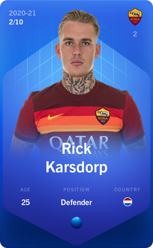 Sorare - Sorare Official - Rick Karsdorp 2020-21 • Super Rare 2/10 - NFT # 13803862742642124460810803442436251454959329543826997781445282292297224221330