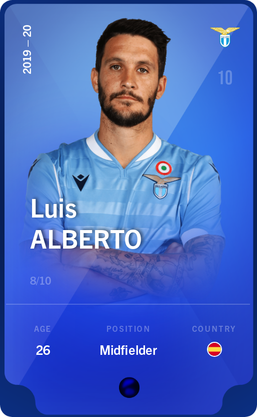 Sorare - Sorare Official - Luis Alberto 2019-20 • Super Rare 8/10 - NFT # 50874110102876826324669352164807468640207048298724833001485617460880811056957